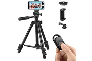 POLARDUCK Hitchy Handy Stativ, Kamera Stativ 26 Zoll 65cm Aluminium-Leichtbau Smartphone Stativ für iPhone/Samsung/Huawei und Kamera mit Bluetooth-Fernbedienung (Schwarz)