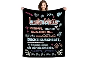 ACAROMAY Original Geschenk zum Muttertag Mutti Ich Hoffe Dass Jedes Mal Wenn Du Dich In Diese Decke Kuschelst Sie Dich Daran Erinnert Wie Sehr Ich Dich Liebe Kuscheldecke Dekoratives für Mama (Liebe Mutti-B)