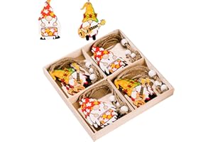 AJUNLKVDR 12 pezzi decorazione autunnale per bambini,decorazione in legno,4,5 – 5,5 cm, decorazione per l'autunno,decorazione per il giorno del Ringraziamento,decorazione per finestre,funghi,foglia