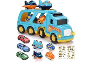 TOSUTO Jouet Garage Voiture pour Enfants,Jeu de véhicules pour Enfants avec Son et lumière,5 en 1 Jouet de Camion pour Enfant,Véhicule de Transport,Éducatifs Cadeau pour 2-6 Ans Enfants Garçons Filles