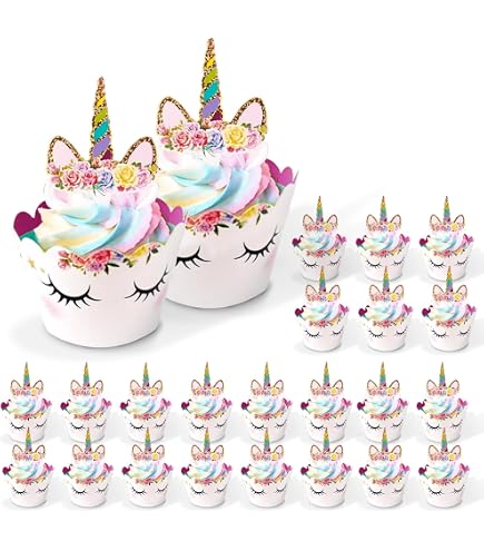 Einhorn Cupcake-Topper – 10 Stück, Regenbogen-Design, Für Geburtstag & Party, Nicht Essbar