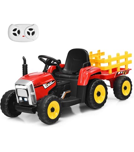 Tractor eléctrico para niños - Tractor con Remolque Desmontable y Control Parental, Doble Motor 35 W, batería de 12 V, música / MP3/inalámbrico, vehículo eléctrico para niños, 3-8 años, Rosa Tractor eléctrico para niños - Tractor con Remolque Desmontable y Control Parental, Doble Motor 35 W, batería de 12 V, música / MP3/inalámbrico, vehículo eléctrico para niños, 3-8 años, Rosa
