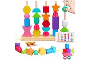 LASSUZIE Jouets Montessori en Bois - Jouet Bebe 2 3 4 5 Ans - 2 en 1 Pédagogique Empilable Jouet Y Enfiler Jouet - Jeux Montessori D'activité et de Développement Empiler et de Tri - Jouet éducatif Sensoriel