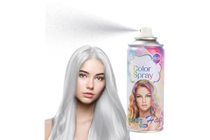 SOLUAME Temporary Hair Color Spray, White Hair Spray Temporary, Colour Hair Spray, Hair Dye Spray, Washable, Easy To Colour, Mild Formula, Suitable For Various Hair Types, Works On All Hair Colors 120ml