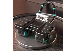 TOVE KNIGHTY Ruota Per Allenamento Addominali,Ruota Addominali,Attrezzo per Addominali con 6 Supporto per Gomito & Ginocchiere, Doppie Ruote a Rulli per Core Trainer, Multifunzione Attrezzi Palestra Cas,Nero