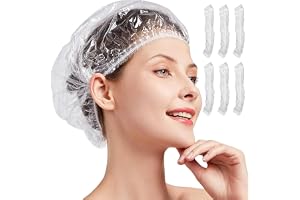 GWEOR 100 stycken engångsduschmössor, hårhuva elastisk vattentät duschmössa, unisex, tjock plast hårskydd för salong, spa, resor, hotell, dusch, 42 cm