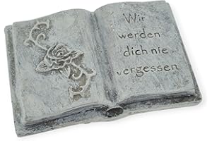 WB wohn trends Grab-Schmuck Buch zum Legen, Wir Werden Dich nie vergessen, Rose, grau 9x6x3.5cm