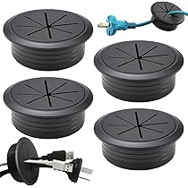 XWCHASA Kabeldoorvoer voor wand, wit, flexibele kabeldoorvoer voor bureau, 60 mm, ronde kabeldoorvoer, kunststof voor bureaus, kabelgattafel, kantoor, computertafel, 4 stuks