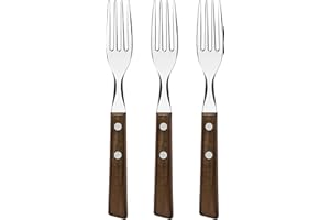 Tramontina Set di Forchette da Tavola con Lame in Acciaio Inossidabile e Manici in Legno Naturale FSC® 3 Pezzi