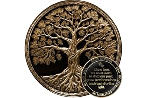 Milstolpe Mint Affirmation nykterhetsmynt presentset | Livets träd AA-chip-medaljong med token kapsel, visningsstativ och kort | Nykterhetsgåvor för årsdag månad och år för män och kvinnor i
