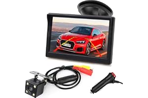 12V-24V 5" HD LCD-skärm Bil automatiskt parkeringssystem med 4 LED-nattseende Omvänd bakåt kamera vattentät backup-kamera