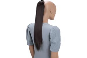 CAISHA 60cm Coda Capelli Hannah Con Chiusura Autoadesiva Capelli Extensions Finta Liscio Marrone HCK3