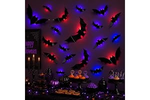 12 sztuk diod LED 3D, dekoracja na Halloween, nietoperz, dekoracja na Halloween, naklejka ścienna z 10 różnymi rozmiarami, dekoracyjne naklejki z horrorem, dekoracja nietoperzy LED