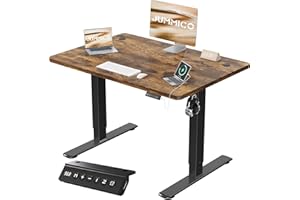 JUMMICO 100x60cm Electric Standing Desk with USB Charging Height Adjustable Desk with Sedentary Reminder Stand Up Desk with Splice Board for Home Office,Rustic Brown