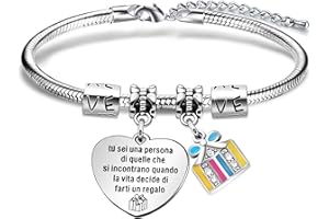 Angelra Bracciale Braccialetto da DonnaTu sei una persona di quelle che si incontrano quando la vita decide di farti un regalo Ciondolo con Incisione Acciaio Regolare