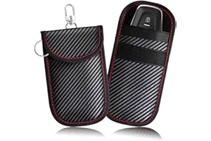 BRILLIRARE 2 Pack Faraday Bags for Key Fob, Faraday Pouch Car Keys RFID Signal Blocking Holder Small, Keyless Entry Blocker Protector, Anti-Theft Security Cage Shielding Case, Carbon Fiber