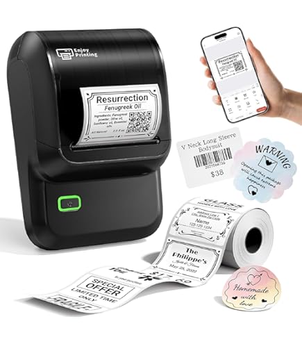 Nelko Stickerprinter, PM230 Print Pod Mini Bluetooth Draagbare Sticker Maker met 3 Rollen Papier, Print Pods Mini Printer met Meerdere Sjablonen voor Telefoon & Tablet, voor School Kantoor Thuis, Wit