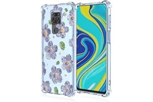 ATISIJIE Funda para Xiaomi Redmi Note 9,para Niñas y Mujeres,Diseño de Florales Flores a Prueba de Golpe Transparente Funda para Xiaomi Redmi Note 9-A89