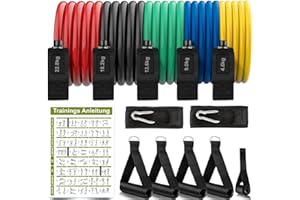 LIMITLESSXME Set di Elastici Fitness 12 Pezzi - Bande di Resistenza Premium in Gomma Naturale con Maniglie - Fasce Elastiche per Allenamento di Forza, Bodybuilding - Resistance Bands per Palestra a Casa