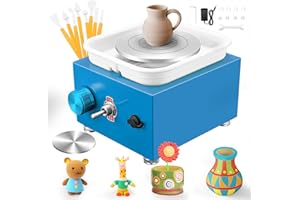 JRADSE Torno de Alfarero, torno eléctrico para cerámica de 0-2000 RPM con 8 herramientas para arcilla, 2 platos giratorios, velocidad ajustable para bricolaje, hogar, escuela y manualidades artísticas.