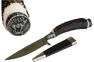 ‎TRACHTEN MAYR Jagdmesser Trachtenmesser Jagd-Messer Hirschfänger Hirsch Wild echt Hirschhorn Jagdnicker für Lederhose Jäger Fischer Fischen Jagen echt versilbert Stahl-Klinge Solingen