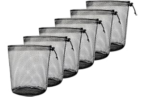 Flintronic 6 Pièces Sacs Filet avec Cordon de Serrage, Sac en Filet Noir Sac en Nylon, Petit Sac de Voyage Sac de Rangement en Mesh, Sac à cordon de serrage pour Tennis Voyage Jouets Cosmétiques