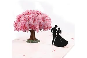 EYEZEEPTION Wedding Gift Wedding Card Valentine's Day Card for Her, 3D Love Tree Pop Up Card Wedding Engagement Gift with Envelope, Card for Valentine's Day Wedding Anniversary (Red)