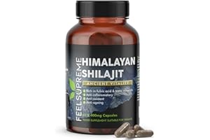 FEEL SUPREME Himalayan Shilajit Capsules 100% Pure Natural Supplement Tasteless Aternative to Resin a Powder Rich in Trace Minerals Iron Fulvic & Humic Acid Immune System Energy Boost & Vitality 60 Capsules