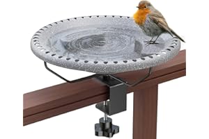 HouseSapp Vogeltränke,Vogeltränke Balkon vogeltränke Balkongeländer vogelbad Garten Modern,(∅ 29.2 cm) Vogeltränke Groß Frostsicher Winterfest Vogeltränke Hängend Wassertränke für Vögel (Grau)