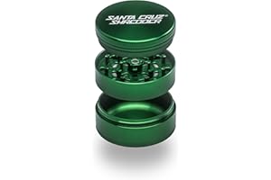 Santa Cruz Shredder Kräutermühle aus Metall, gerändelte Oberseite für stärkeren Halt, 3-teilig, groß, 6,9 cm, Grün
