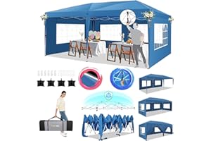 HOTEEL Gazebo 3x6 Pieghevole Impermeabile Con 6 Pareti Gazebo Esterno Resistente Robusto Professionale Richiudibile Per Feste, Matrimoni, Mercato, Con 4 Sacchi Di Sabbia E Borsa Per Il Trasporto