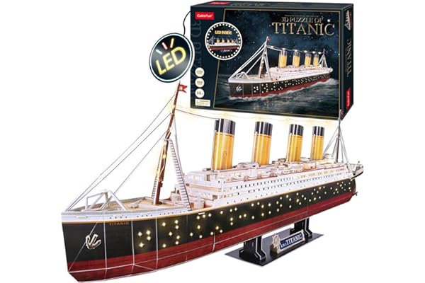 Puzzle 3D Maquette Titanic LED | Maquette Bateau A Construire | Puzzle 3D Adulte et Puzzles 3D Enfant | Maquettes Bateau Titanic | 266 Pièces | Cadeau Garcon 14 Ans