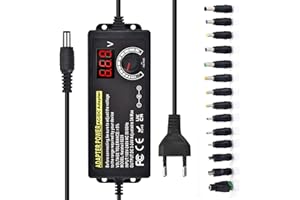 AMTAKE Einstellbares Netzteil 3V-24V Universal Netzteiladapter 3A 72W Verstellbarer Netzadapter AC/DC 100V-240V mit LED Spannungsanzeige und 5,5x2,5mm 14 Tipps für Haushaltsgeräte LED Beleuchtung,DVD,TFT usw