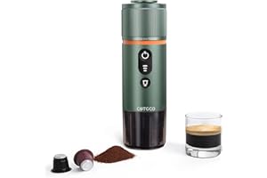 COTGCO Machine à Expresso Portable: Cafetière à Cafe Chauffage Électrique de Voyage - pour 12V Voiture et le Camping - Compatible avec les Capsules Nespresso et les Capsules Starbucks