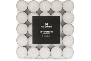 Wax Lyrical Unscented Tealights 50PK, White/Ivory