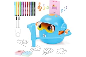Charmofun Robot che Disegna per Bambini, Robot Disegno on 100 Cartoline, Robottino Giocattolo per Apprendimento Precoce, Robots Interattivo Vocale per Bambino Bambina dai 3 Anni in su (Blu-2)