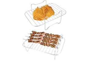 Seahelms Stojak do frytkownicy powietrznej z podwójnym koszem, akcesoria do frytkownicy powietrznej, stojak do frytownicy powietrznej, stojak do grillowania stojaki do pieczenia, gotowania,