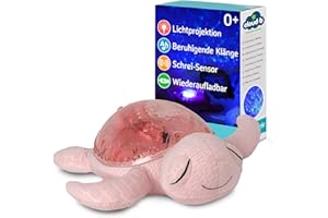 ‎CLOUD B Cloud b | Nachtlicht mit Musik | Unterwasserprojektionen | 4 beruhigende Geräusche | Helligkeit einstellbar | Timer & Tränenmelder | Recycelter Stoff | Tranquil Turtle Rechargeable Pink