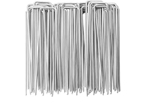 Cloudgree Garden Pegs - Pack 50 6"/150 mm Heavy Duty Tent Pegs Galvanized Steel Landscape Staples, U-Shaped Ground Stakes for Camping, Weed Control Membrane, Artificial Grass, Netting, Fabric