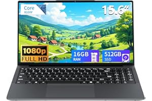 Tunhail PC Portatile 15.6 Pollici, Win 11 Notebook, Core Fino a 3.4GHz, Computer Portatile 16GB RAM 512GB SSD, Laptop IPS FHD 1920x1080, WiFi 5, Mini HDMI, USB-3.0, Type-C,Adatto a studenti e lavoro