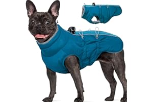 Katzinst Hundejacke Hunde Wintermantel für Mittlere Hunde, Wasserbeständig Hundemantel mit Geschirr, Warme Hundejacke mit Bauchschutz, Hundemantel Fleece, Dalmatiner, Grün, L