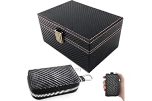 VALART Boîte Faraday Clés de Voiture et Étui pour Clé de Voiture Faraday Fibre de Carbone Pochette Blocage de Signal Entrée Sans Clé pour Clef de Voiture Antivol et RFID (1 Petite Boîte+1 Cas Clé Voiture)