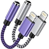 Adapter iPhone Headphones, Adapter for iPhone Auxiliary Audio Cable | 2 Pack Lightning to 1/8" Jack Adapter for Aux Audio Hea