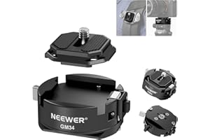 Neewer GM34 Camera Quick Release Plate Kit, Quick Switch Auto Lock Square QR Mount Plate with Arca Type Clamp Base, Compatible with Arca Swiss Peak Design Capture V3 Camera Clip, Max Load 11lb/5kg