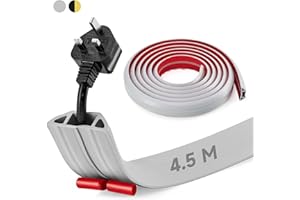 CREWORKS 4.5M Canalina Passacavi Pavimento a 3 Canali, Canalina Passacavi Calpestabile Adesiva, PVC Canalina Flessibile per Cavi Elettrici per Casa, Officina, Magazzino, Concerto, Grigio