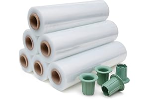 GOOD GOODS WAREHOUSE High Quality Stretchfolie 23μm – 600m Verpackungsfolie mit Handabroller-Set – 40cm breite Wickelfolie – 6 Rollen Schutzfolie für Umzug, Paletten, Transport