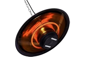 VONROC Stufa da Esterno a Infrarossi VONROC 1500W | Riscaldatore a Soffitto IP44 con Telecomando | Calore 360° per Terrazza, Veranda, Ombrellone | Montaggio Facile e Sicuro