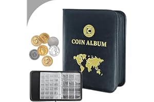 KTWSUEF Raccoglitore moneta 624 Tasche Album 30 Pagine, Album Monete 2 Euro - Nero