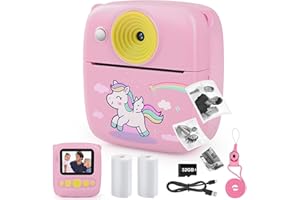 DHAPY Fotocamera istantanea per bambini, 48 MP, fotocamera istantanea per bambini, con scheda da 32 GB, carta da stampa, 1080P, fotocamera digitale per bambini, regali per ragazzi – Pike