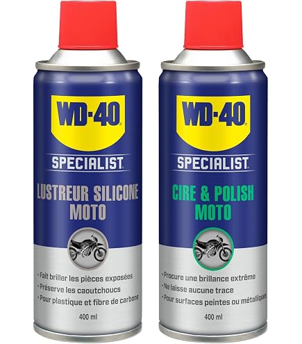 WD-40 Specialist Moto Lot Cire Polish + Nettoyant Complet 500ml - Brillance Extrême Et Protection
